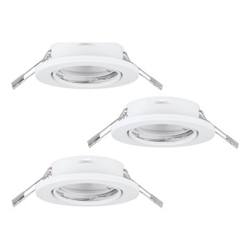Eglo 75674 - SET 3x Lampada da incasso per bagno AGULO 1xGU10/35W/230V IP23 bianco