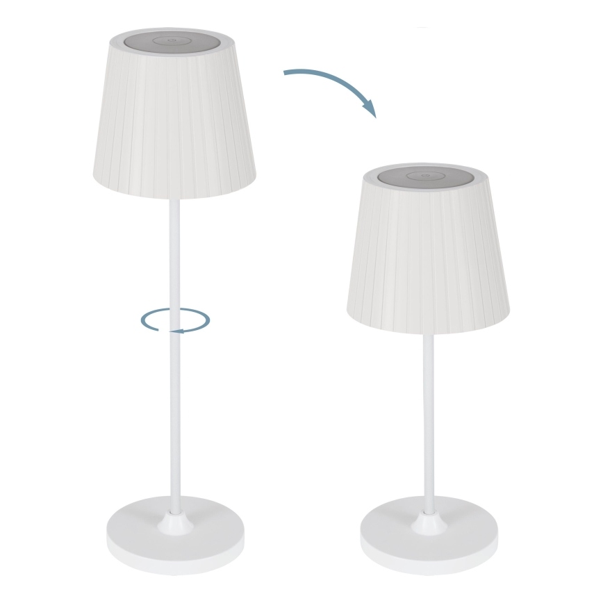 Eglo - Lampada da tavolo ricaricabile per esterni dimmerabile LED/3,8W/5V 2400/3000/4000K 2000 mAh IP44 bianca