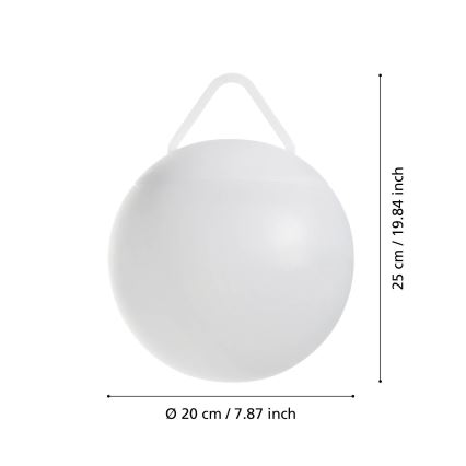 Eglo - RGB-LED-Außenleuchte, dimmbar, wiederaufladbar (2600 mAh), IP44, weiß + Fernbedienung