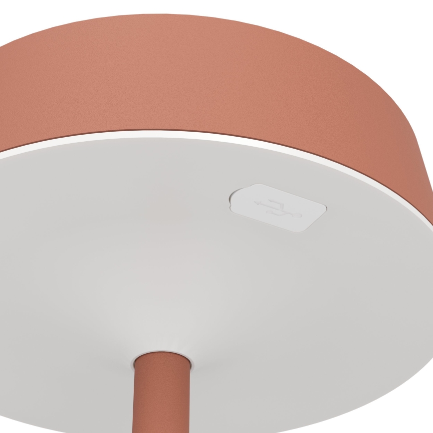 Eglo - Lampada da tavolo a LED dimmerabile, ricaricabile tramite energia solare, con controllo touch, 3W/5V, 3000-6000K, 1800 mAh, IP44, arancione