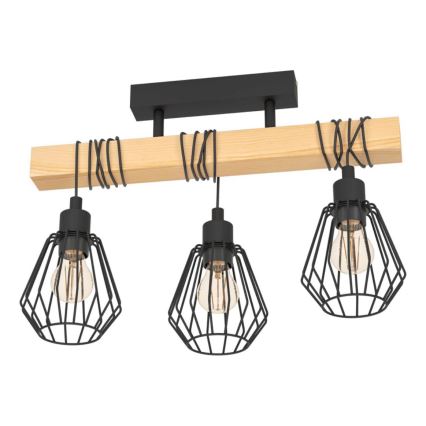 Eglo 780168 - Plafoniera a montaggio superficiale TABODI 3xE27/40W/230V pino/nero