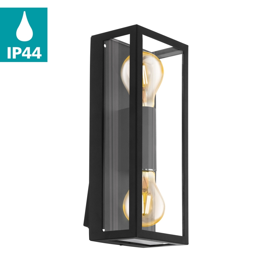 Eglo 780426 - Applique da esterno ALGECIRAS 2xE27/60W/230V IP44 nero