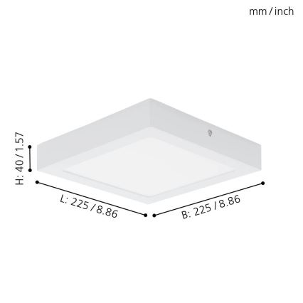 Eglo 78202 - Plafonnier LED FUEVA LED/16,5W/230V 22,5x22,5 cm