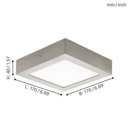 Eglo 78215 - LED-Deckenleuchte FUEVA LED/10,9W/230V 17x17 cm mattchrom