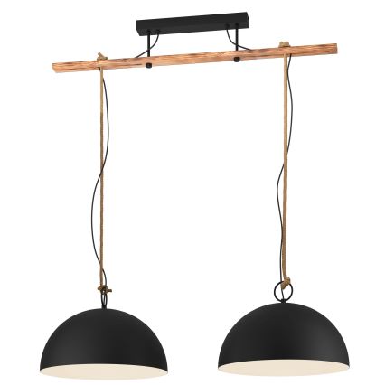 Eglo 78444 - Suspension filaire HODSOLL 2xE27/40W/230V noir/marron