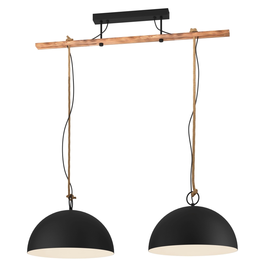 Eglo 78444 - Suspension filaire HODSOLL 2xE27/40W/230V noir/marron