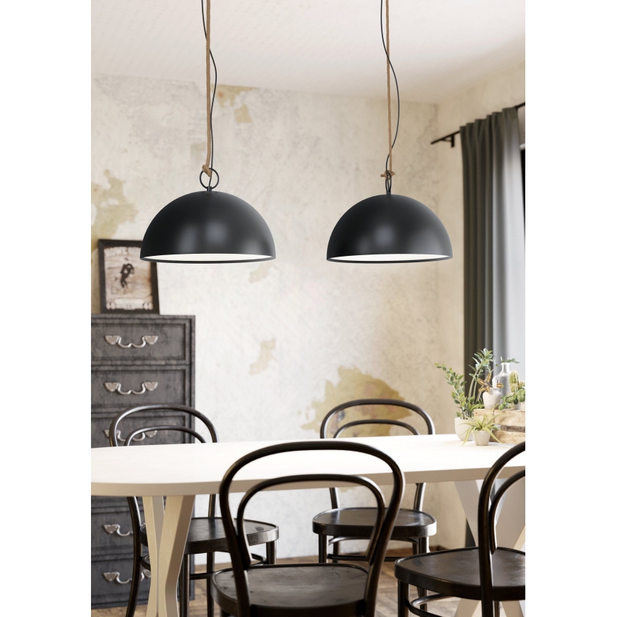 Eglo 78444 - Suspension filaire HODSOLL 2xE27/40W/230V noir/marron