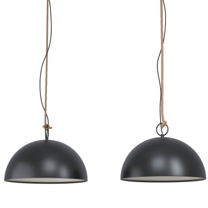 Eglo 78444 - Suspension filaire HODSOLL 2xE27/40W/230V noir/marron