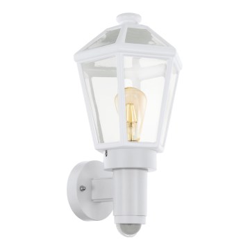 Eglo 79288 - Applique murale extérieure avec détecteur de mouvement et détecteur crépusculaire MONSELICE 1xE27/28W/230V IP44 blanche