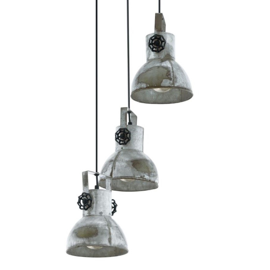Eglo 79371 - Hängeleuchte BARNSTAPLE mit Kabelaufhängung, 3x E27/40W/230V, Braun/Patina