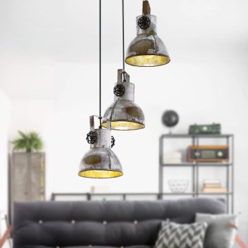 Eglo 79371 - Suspension sur câble BARNSTAPLE 3xE27/40W/230V marron/patiné