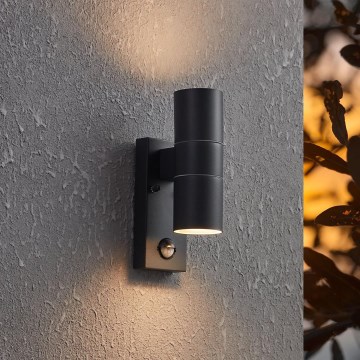Eglo 79545- Lampada LED da esterno con sensore ARAPONGAS 2xGU10/2,8W/230V IP44 nero