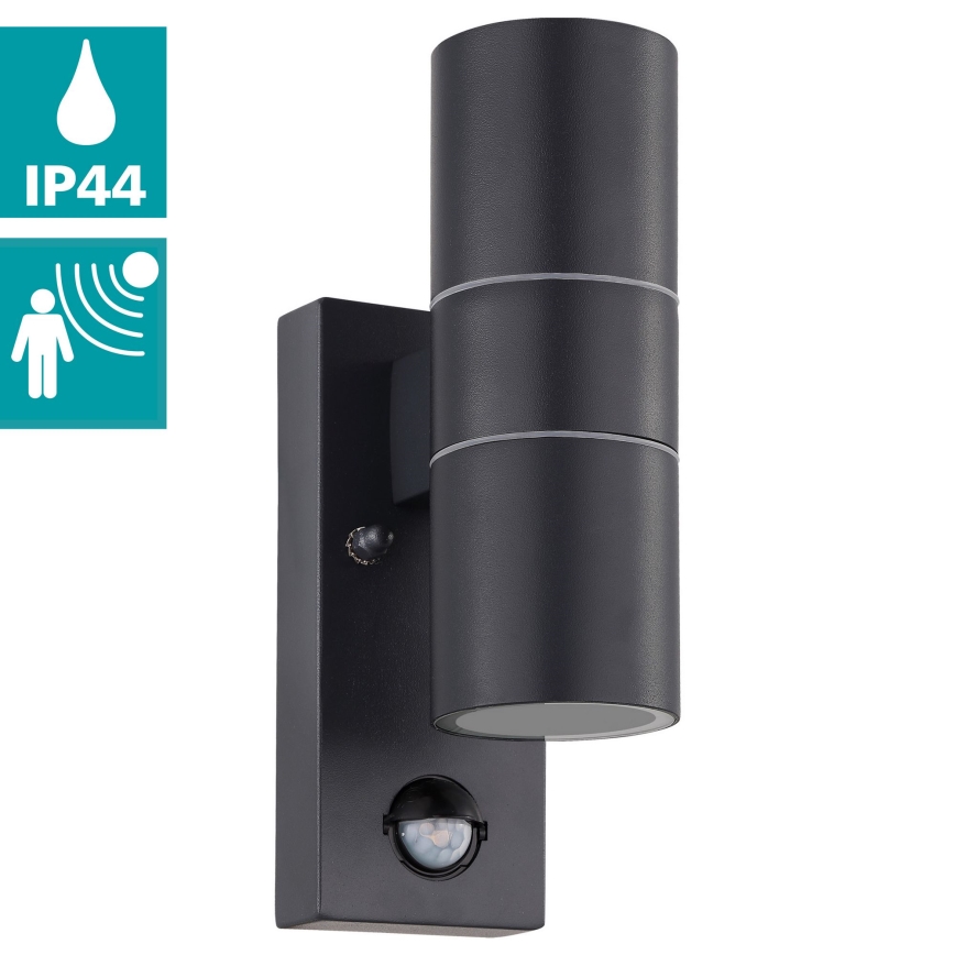 Eglo 79545- Lampada LED da esterno con sensore ARAPONGAS 2xGU10/2,8W/230V IP44 nero