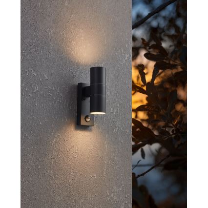 Eglo 79545- Lampada LED da esterno con sensore ARAPONGAS 2xGU10/2,8W/230V IP44 nero