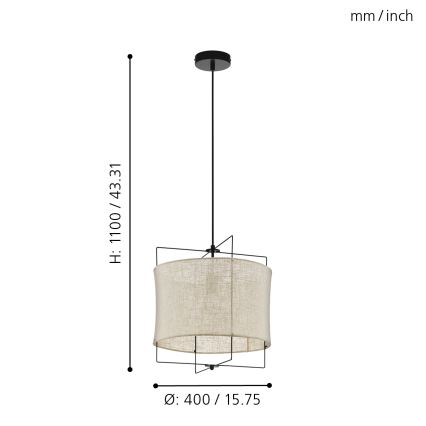 Eglo 79644 - Lampadario a sospensione con filo BRIDEKIRK 1xE27/40W/230V