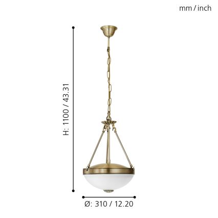 EGLO - Suspension chaîne 2xE27/60W/230V bronze