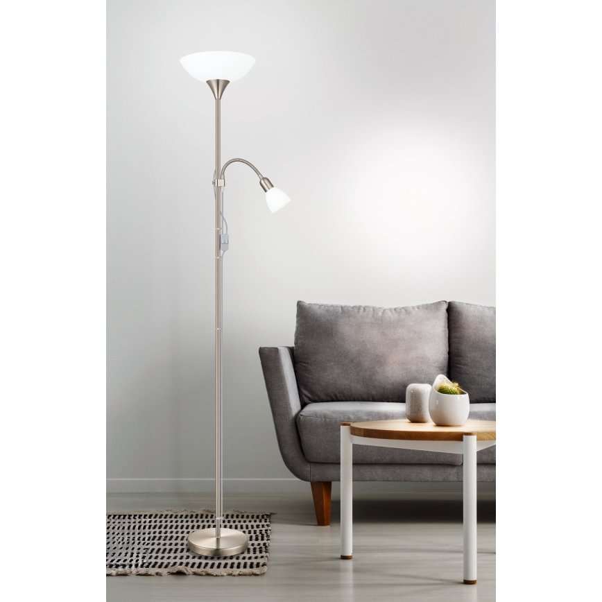 EGLO - Lampadaire 1xE27/60W + 1xE14/25W chrome mat