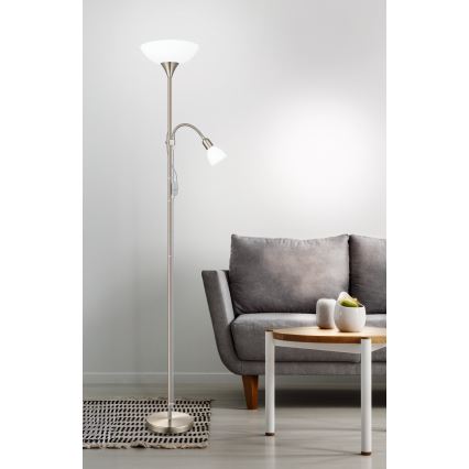 EGLO - Stehlampe 1xE27/60W + 1xE14/25W mattchrom