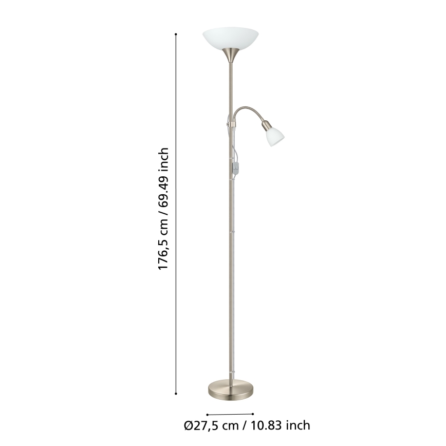 EGLO - Stehlampe 1xE27/60W + 1xE14/25W mattchrom