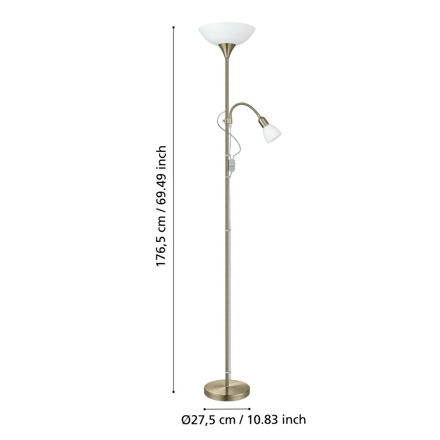 EGLO - Stehlampe 1xE27/60W + 1xE14/25W Messing