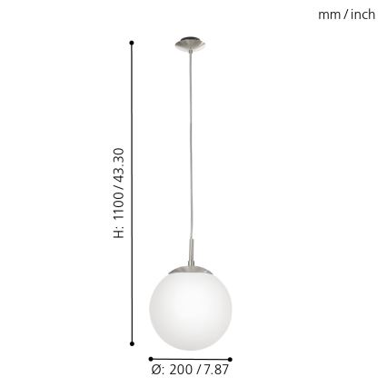 EGLO - Lampadario a sospensione con filo 1xE27/60W/230V diametro 20 cm