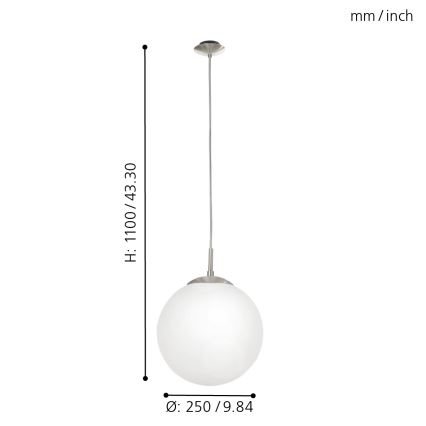 EGLO - Lampadario a sospensione con filo 1xE27/60W/230V diametro 25 cm bianco