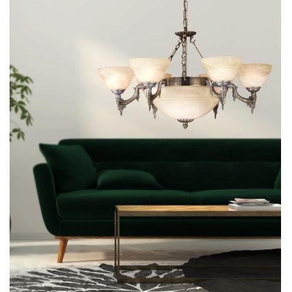 EGLO - Lampadario a sospensione con catena 9xE14/60W vetro in alabastro