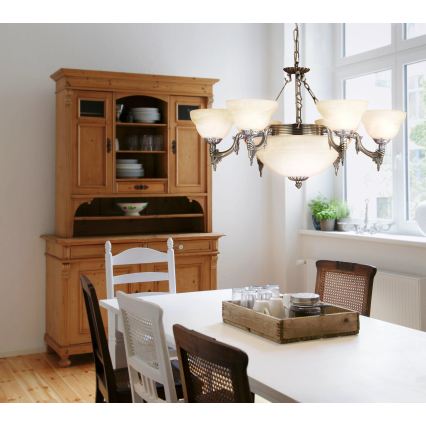 EGLO - Lampadario a sospensione con catena 9xE14/60W vetro in alabastro