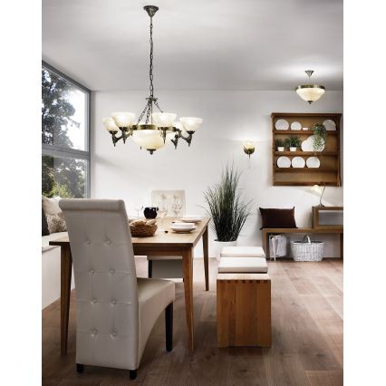 Eglo - Lustre sur chaîne 9xE14/60W Verre albâtre