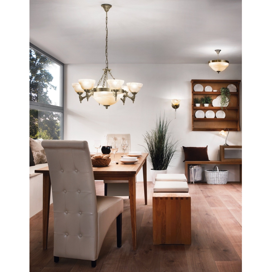 Eglo - Lustre sur chaîne 9xE14/60W Verre albâtre
