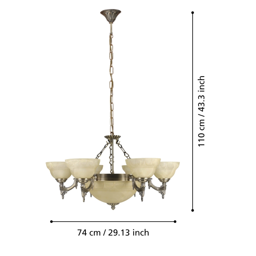 Eglo - Lustre sur chaîne 9xE14/60W Verre albâtre