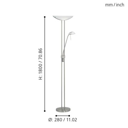 EGLO - Dimmbare Stehlampe BAYA 1xR7s/230W+1xG9/33W mattes Chrom