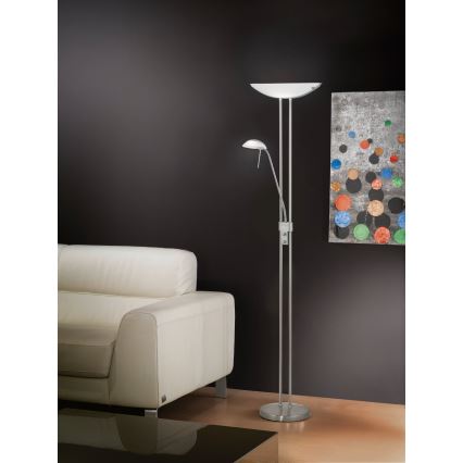 EGLO - Lampada da terra con dimmer BAYA 1xR7s/230W+1xG9/33W cromo opaco