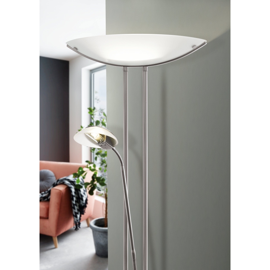 EGLO - Lampada da terra con dimmer BAYA 1xR7s/230W+1xG9/33W cromo opaco
