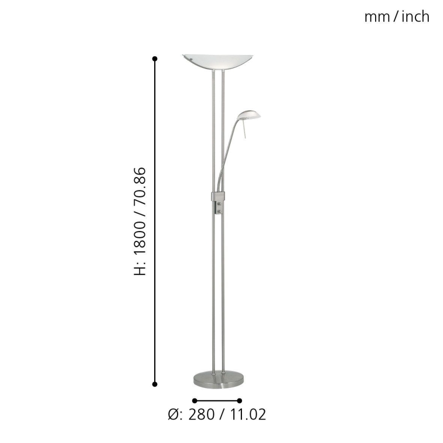 EGLO - Lampada da terra con dimmer BAYA 1xR7s/230W+1xG9/33W cromo opaco
