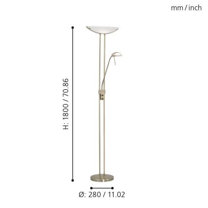 EGLO - Lampadaire à intensité variable BAYA 1xR7s/230W + 1xG9/33W bronze