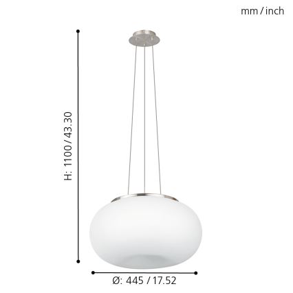 EGLO - Lampadario a sospensione con filo OPTICA 2xE27/60W diametro 45 cm