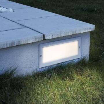 EGLO 88008 - Luminaire encastré d'extérieur ZIMBA 1xE27/60W argenté/blanc IP44