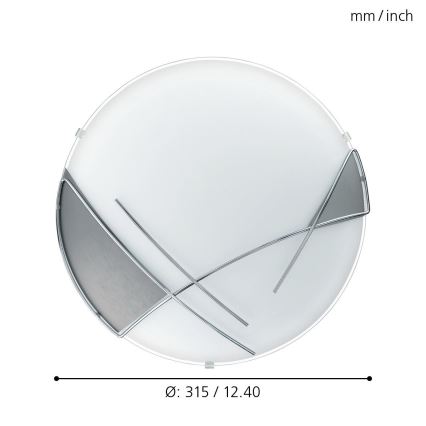EGLO - Applique/Plafoniera 1 x E27/60W argento / bianco