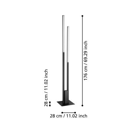 Eglo - Lampada da terra LED RGBW dimmerabile 2xLED/16W/230V nero ZigBee
