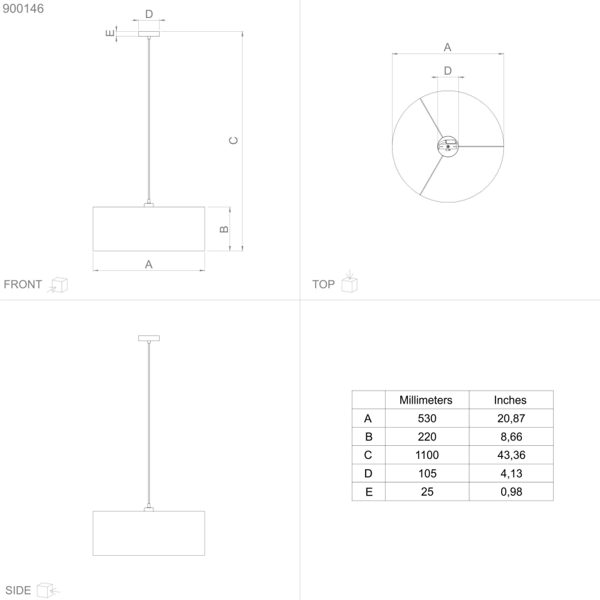 Eglo - Lampadario a sospensione con filo 1xE27/40W/230V diametro 53 cm