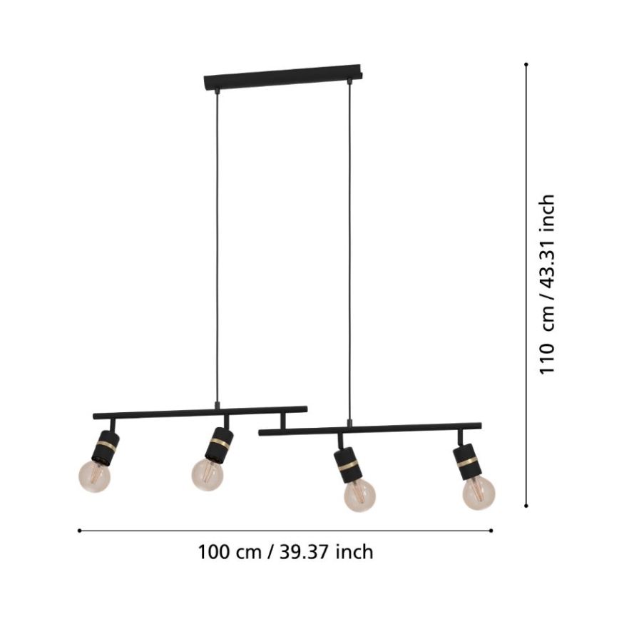 Eglo - Suspension filaire 4xE27/10W/230V