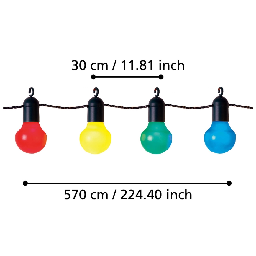 Eglo - Guirlande décorative d'extérieur LED 20xLED/0,064W/31V IP44