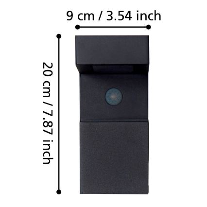 Eglo - Luminaire solaire d'extérieur avec détecteur 18xLED/0,2W/3,7V IP44