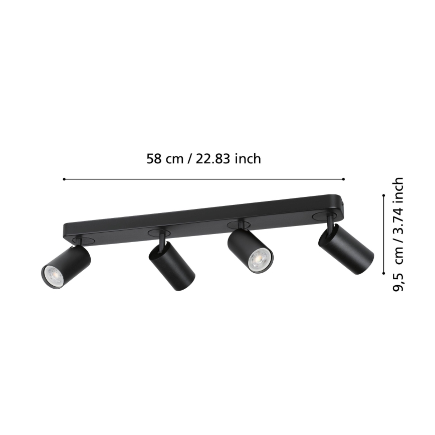 Eglo - Spot LED à intensité variable RGBW 4xGU10/4,9W/230V noir