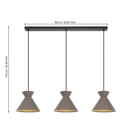 Eglo 900348 - Suspension sur câbles NASTASIA 3xE27/40W/230V