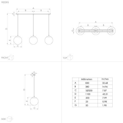 Eglo - Lampadario a sospensione con filo 3xE27/40W/230V