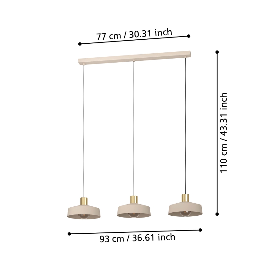 Eglo - Lampadario a sospensione con filo 3xE27/40W/230V