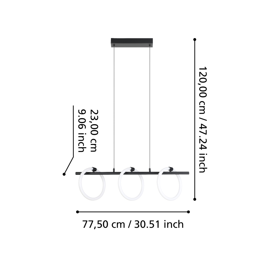Eglo - Lampadario LED a sospensione con filo 3xLED/9W/230V