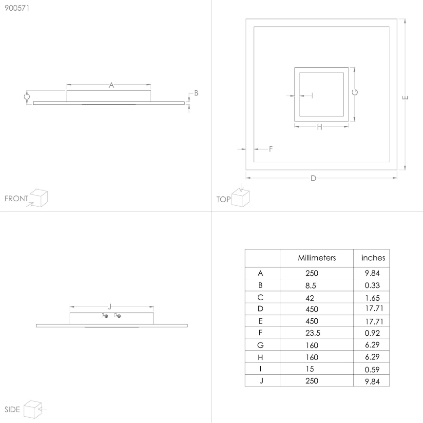 Eglo - LED RGBW dimmbare Deckenleuchte LED/21,5W/230V 3000-6000K 45x45 cm + Fernbedienung